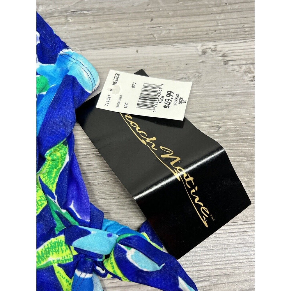 Womens Swim Tankini One Piece Blue Multicolor Floral Padded Size 10 Beach Native - Picture 2 of 6